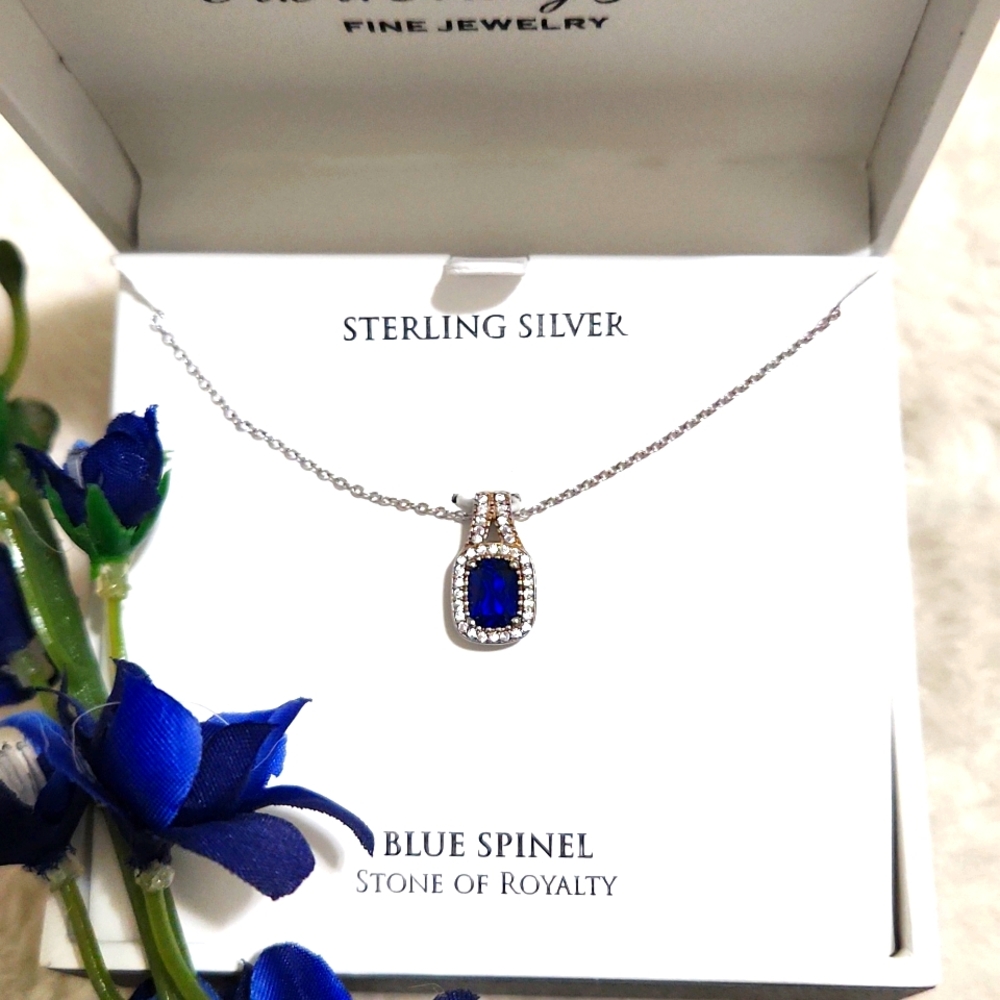 Blue Spinel & Sterling silver fine jewelry necklace